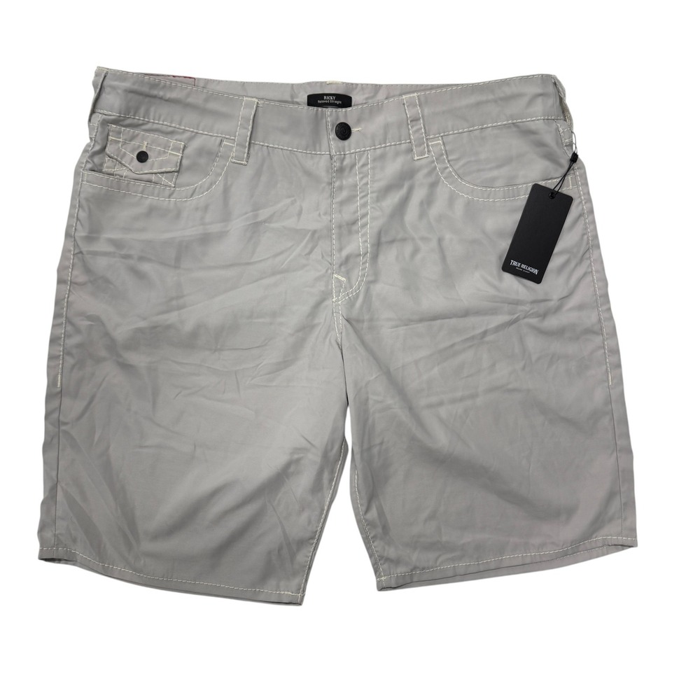True Religion Ricky Big T Board Shorts Mens 40 Grey Relaxed Straight NWT